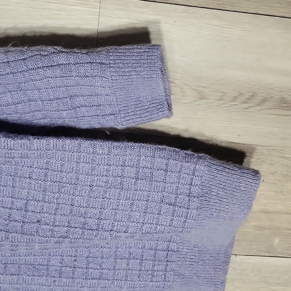 🛍Ann Taylor Womens Medium Orchid Wool Waffle Knit 3/4 Sleeve Pullover Sweater - Picture 6 of 6